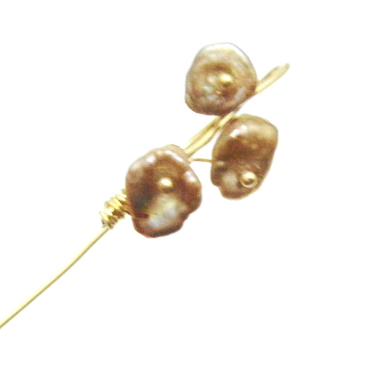 Three Keishi Pearls Vermeil Beads Bookmark